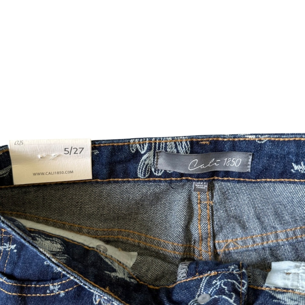 NWT Cali 1850 Western Graphic Print High Rise Straight Leg Jeans Blue Size 5/27 - Picture 8 of 10